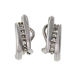 Estate Princess Cut Diamond Earrings Channel Set Clip Post 14k Gold