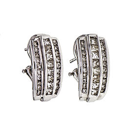Estate Princess Cut Round Diamond Earrings Channel Set 14k Gold