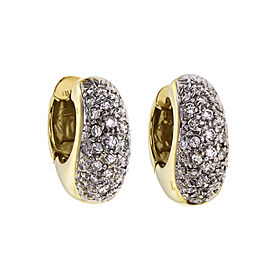 Estate Diamond Huggie Hoop Earrings 18k Gold