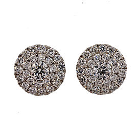 18k White Gold 1.31ctw Diamond Cluster Stud Earrings