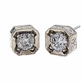 Peter Suchy Art Deco Inspired Diamond Stud Earrings 0.80ct 18k White Gold