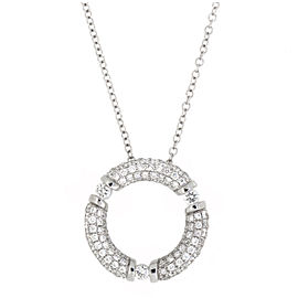Movado White 18k Gold Round Circle 0.90ct Diamond Pendant Necklace