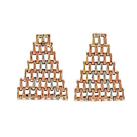 Vintage Retro 1940 Flexible Mesh Earrings Platinum 14k Pink Gold