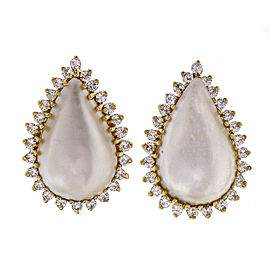 Estate Pear Shape Cultured Mobe Pearl Earrings 14k Gold Diamond