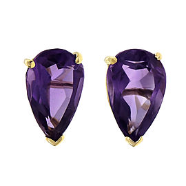Vintage 1960 Pear Shape Amethyst Earrings 14k Yellow Gold