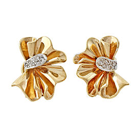 Vintage 1940 14k Yellow Gold Fan Style Earrings