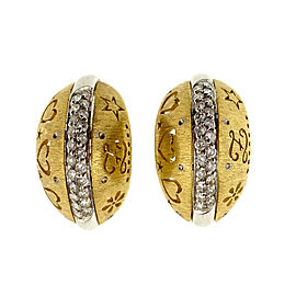 Vintage Loccai .28ct Diamond 18k Domed Clip Post Earrings