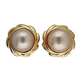 AAA 16mm Swirl Frame Fine High Luster Mobe Pearl 14k Gold Clip Post Earrings