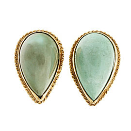 14k Yellow Gold Pear Shape Untreated Turquoise Vintage Earrings