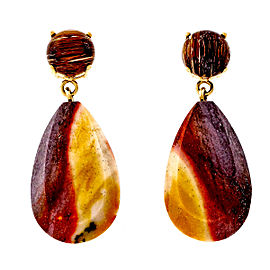 Peter Suchy 14K Yellow Gold with Rutilated Quartz Jasper Dangle Earrings
