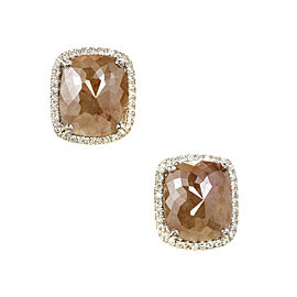 Peter Suchy Yellow Brown Cushion Diamond Halo Earrings 18k Gold GIA Certified