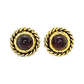 CHANEL - Vintage 1985 Clip On Gripoix Glass / Gold-Tone Red Earrings