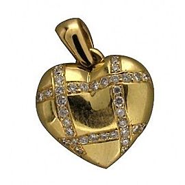 Estate 18k Heavy Yellow Gold Pave Set Round Diamond Heart Hinged Locket Pendant