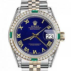 Women's Rolex 31mm Datejust 2-Tone Blue Color Roman Numeral Dial