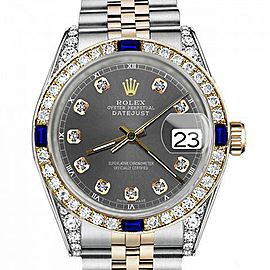 Women's Rolex 31mm Datejust Two Tone Jubilee Dark Grey Color Dial Diamond Accent Bezel + Lugs + Sapphire