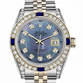 Women's Rolex 31mm Datejust Two Tone Jubilee Tahitian MOP Mother of Pearl Diamond Dial Bezel + Lugs + Sapphire