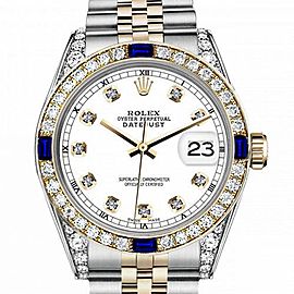 Women's Rolex 31mm Datejust Two Tone Jubilee White Color Dial Diamond Accent RT Bezel + Lugs + Sapphire