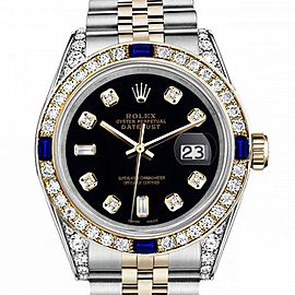 Women's Rolex 31mm Datejust Two Tone Jubilee Black Color Dial 8 + 2 Bezel + Lugs + Sapphire