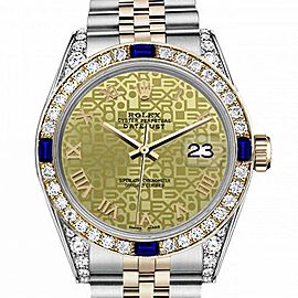 Women's Rolex 31mm Datejust Two Tone Jubilee Champagne Gold Jubilee Roman Numeral Dial Bezel + Lugs + Sapphire