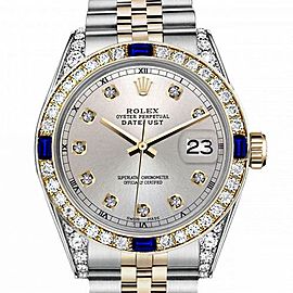 Women's Rolex 31mm Datejust Two Tone Jubilee Silver Color Dial Diamond Accent RT Bezel + Lugs + Sapphire