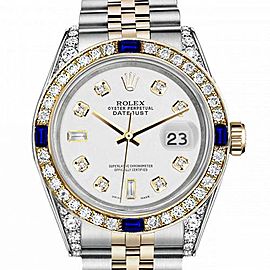 Women's Rolex 31mm Datejust Two Tone Jubilee White Color Dial 8 + 2 Diamond Accen Bezel + Lugs + Sapphire