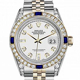 Women's Rolex 31mm Datejust Two Tone Jubilee White Color Dial 8+2 Diamond Accent RRT Bezel + Lugs + Sapphire