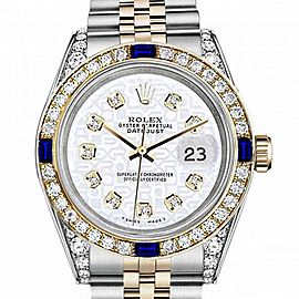 Women's Rolex 31mm Datejust Two Tone Jubilee White Color Jubilee Dial Diamonds Bezel + Lugs + Sapphire