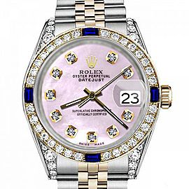 Women's Rolex 31mm Datejust Two Tone Jubilee Pink MOP Mother Of Pearl Diamond Dial Bezel + Lugs + Sapphire