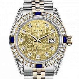Men's Rolex 36mm Datejust Two Tone Jubilee Champagne Gold Jubilee Metal Plate Dial Bezel + Lugs + Sapphire