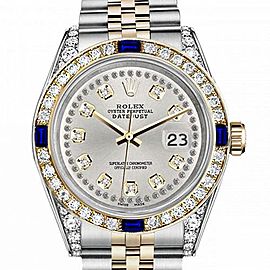 Men's Rolex 36mm Datejust Two Tone Jubilee Silver Color String Diamond Accent Dial Bezel + Lugs + Sapphire