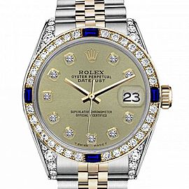 Men's Rolex 36mm Datejust Two Tone Jubilee Champagne Color Diamond Accent dial Bezel + Lugs + Sapphire