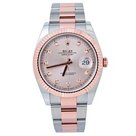 ROLEX DATEJUST 41MM WATCH STEEL AND ROSE GOLD OYSTER BAND DIAMOND DIAL 126331