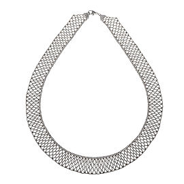 Mesh Faceted Bead Platinum Necklace 17.5 Inches Long