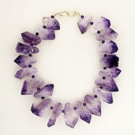 14k Yellow Gold Rare Amethyst Quartz 1500ct Necklace