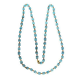 Estate 32 In 70 Carat Blue Topaz Faceted Rondelle Bead 14k Twisted Wire Necklace