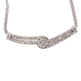 Estate 14K White Gold 1.21ctw Diamond Swirl Pendant Necklace