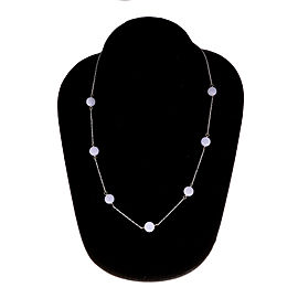 Natural Purple Jadeite Jade Bead Necklace 14k White Gold