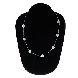 Natural Jadeite Jade Green Bead Necklace 14k White Gold