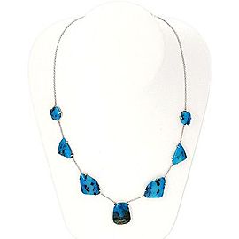 14k White Gold Rare Blue Opal Necklace