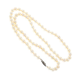 Vintage Victorian 14k White Gold Cultured Pearl Necklace
