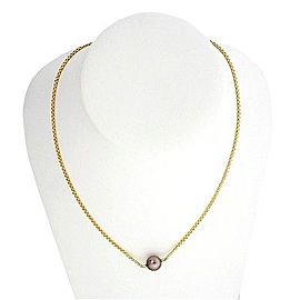 Vintage Estate 9.33mm Black Cultured Pearl 18k Yellow Gold 16 Inch Necklace