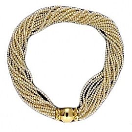 Vintage Heavy 14k Catch 15 Strand Chinese Fresh Water Pearl Choker Necklace
