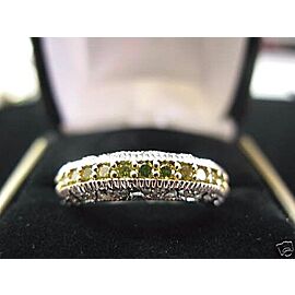 Fine Milgrain White & Yellow Diamond White Gold Band Ring Size 8