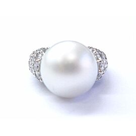 18Kt South Sea Pearl Diamond White Gold Jewelry Ring