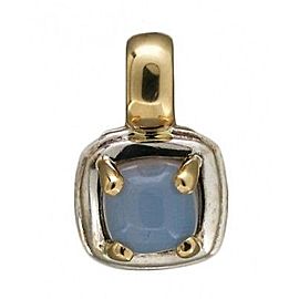 Estate Designer Sterling & 14k Gold Peter Zami Blue Cushion Chalcedony Pendant