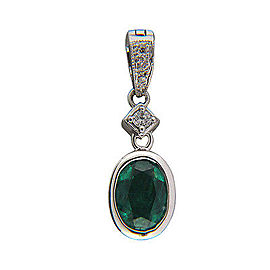 Vintage .52CT Gem Emerald .03CT Diamond 14k White Gold Pendant Hinged Enhancer