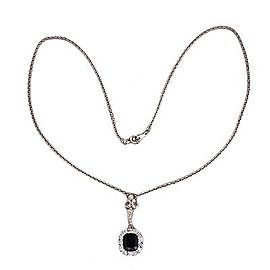 Vintage Platinum 1.95ct Victorian Royal Deep Blue Natural Sapphire Pendant