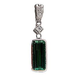 Vintage 1.34ct Tourmaline .06ct Diamond Pendant Enhancer 14k white gold
