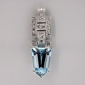 Platinum Art Deco 5.51ctw Aquamarine Diamond Pendant