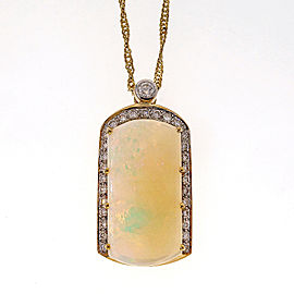 18k Yellow Gold 10.80ctw Opal Pendant With Diamond Accents